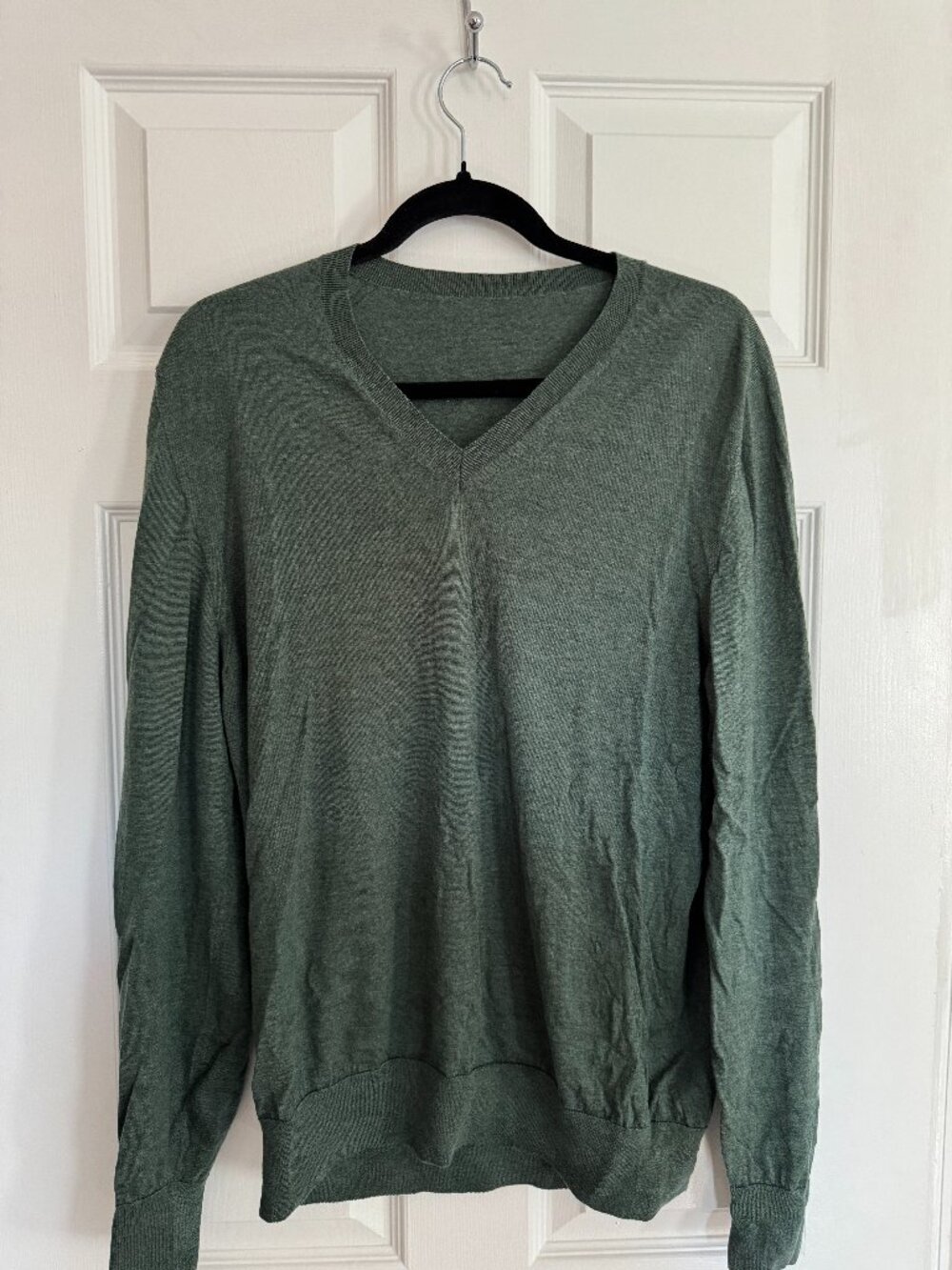 Brooks Brothers Green 100% Wool V-Neck Sweater Men’s L Made Italy